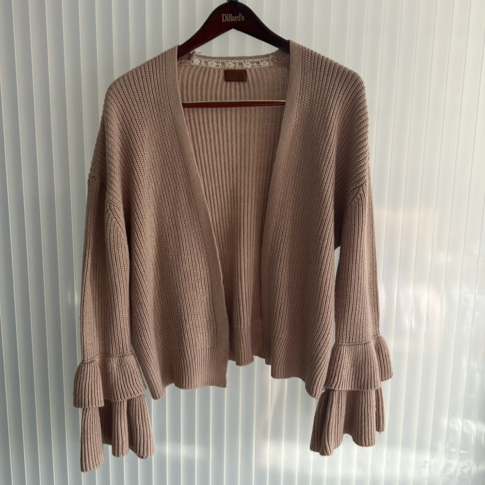 Pink Cardigan with Puffy Sleeves